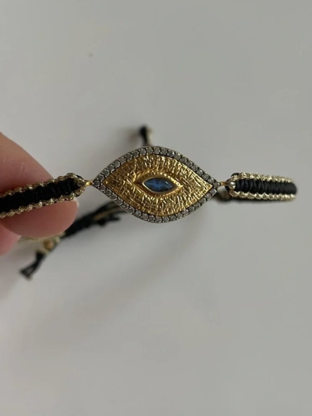TAI Gold Evil Eye Bracelet in Black/Gold with Adjustable Strap - Picture 5 of 8